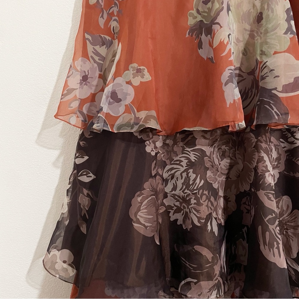Anthropologie Geisha Designs Martina Floral Strapless Maxi Gown Dress in Brown - Picture 8 of 12